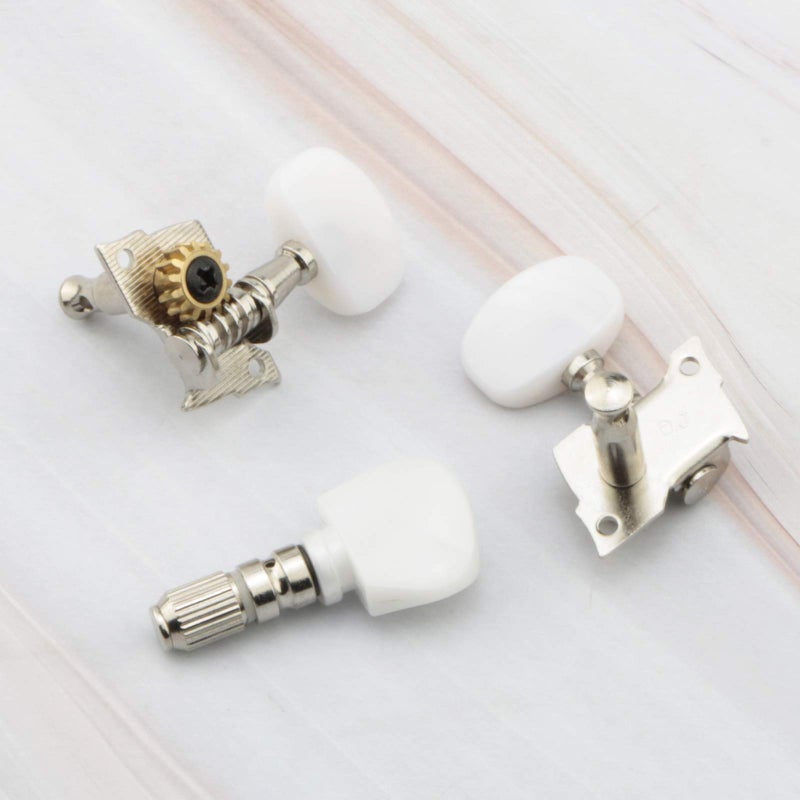 Swhmc 2R2L Semiclosed Guitar String Tuning Pegs Banjo Celluloid Machine Head Tuner, Pack of 5, Classic Silver - Image 4